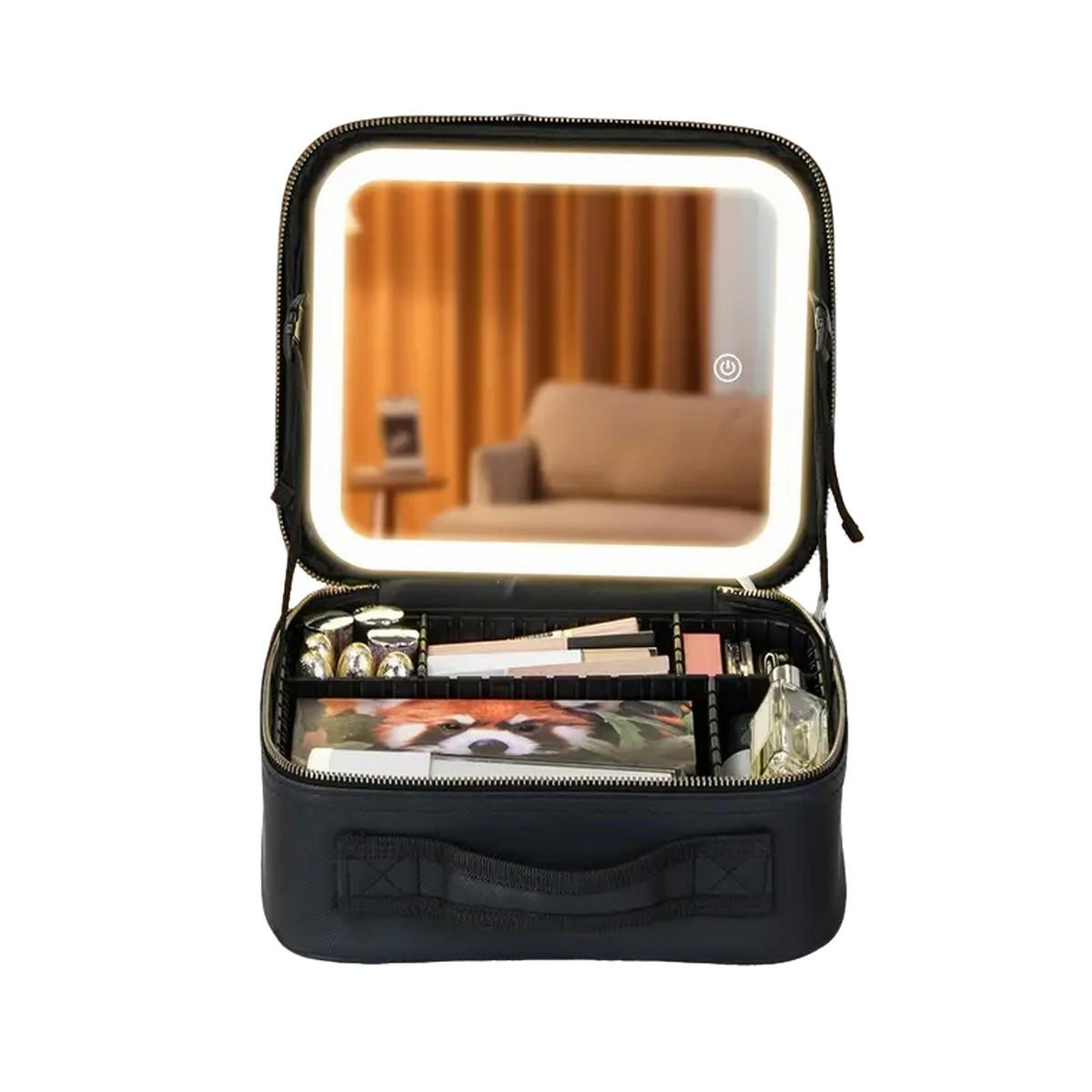 Косметичка чемоданчик Makeup Case с зеркалом и LED подсветкой для хранения косметики