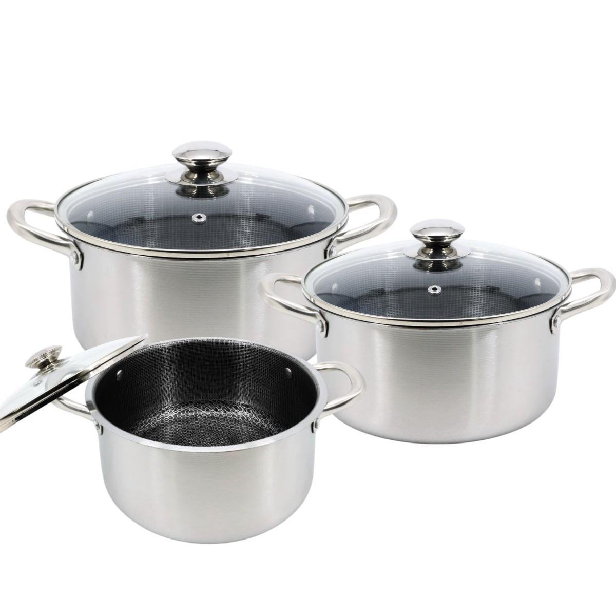 Набір каструль з антипригарним покриттям A-PLUS HONEYCOMB 6 предметів