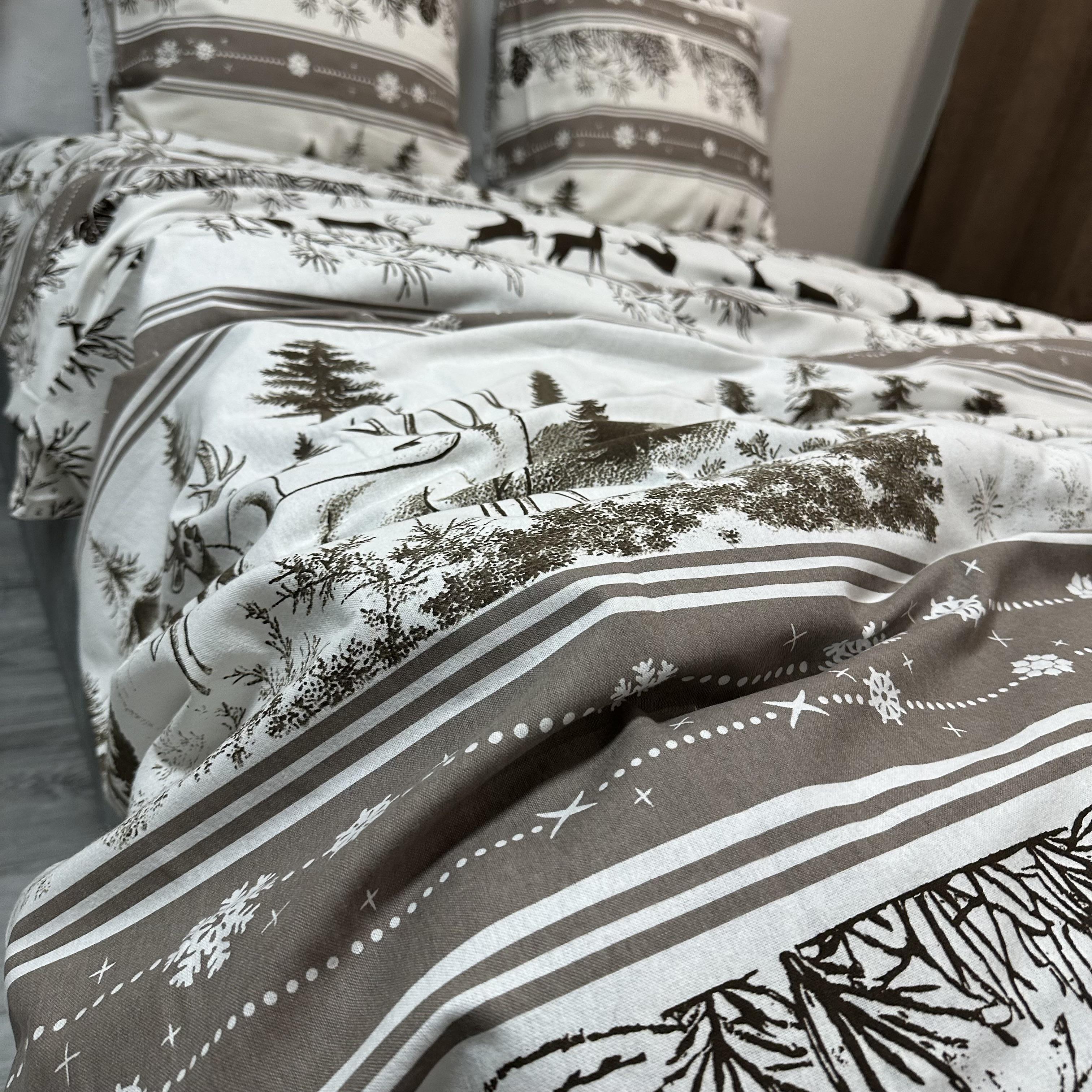 Комплект постільної білизни байкова Зимовий сімейний Сірий (байка 1-4) - фото 5
