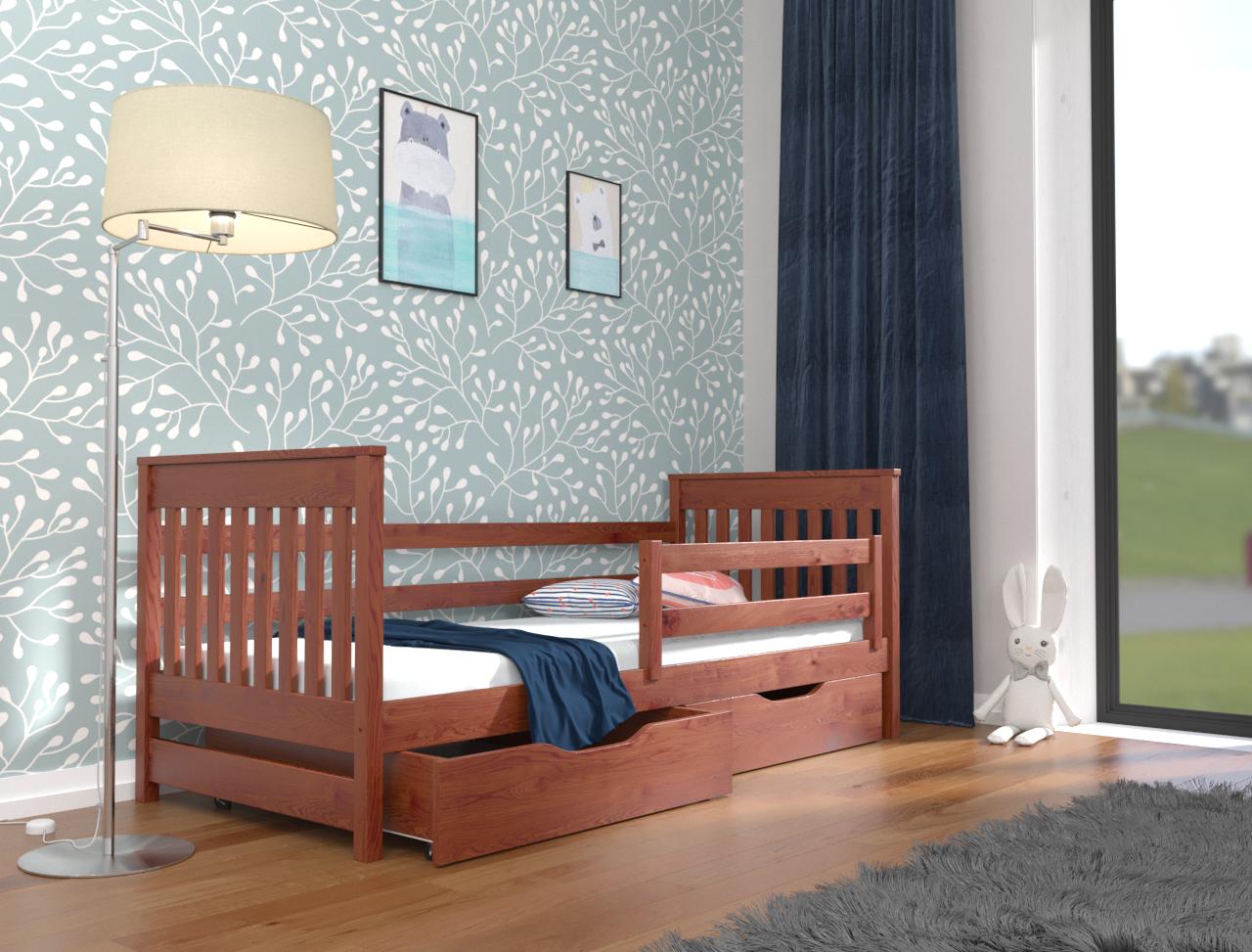 Кровать односпальная в детскую Luna mebli Адель с бортиком/ящиками 90х200 см Ольха (38589)