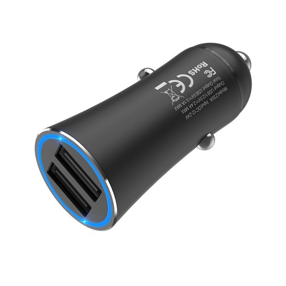 Зарядний пристрій автомобільний Hoco Z30A Easy route dual port car charger 2 USB 3.1 A Black (01231)