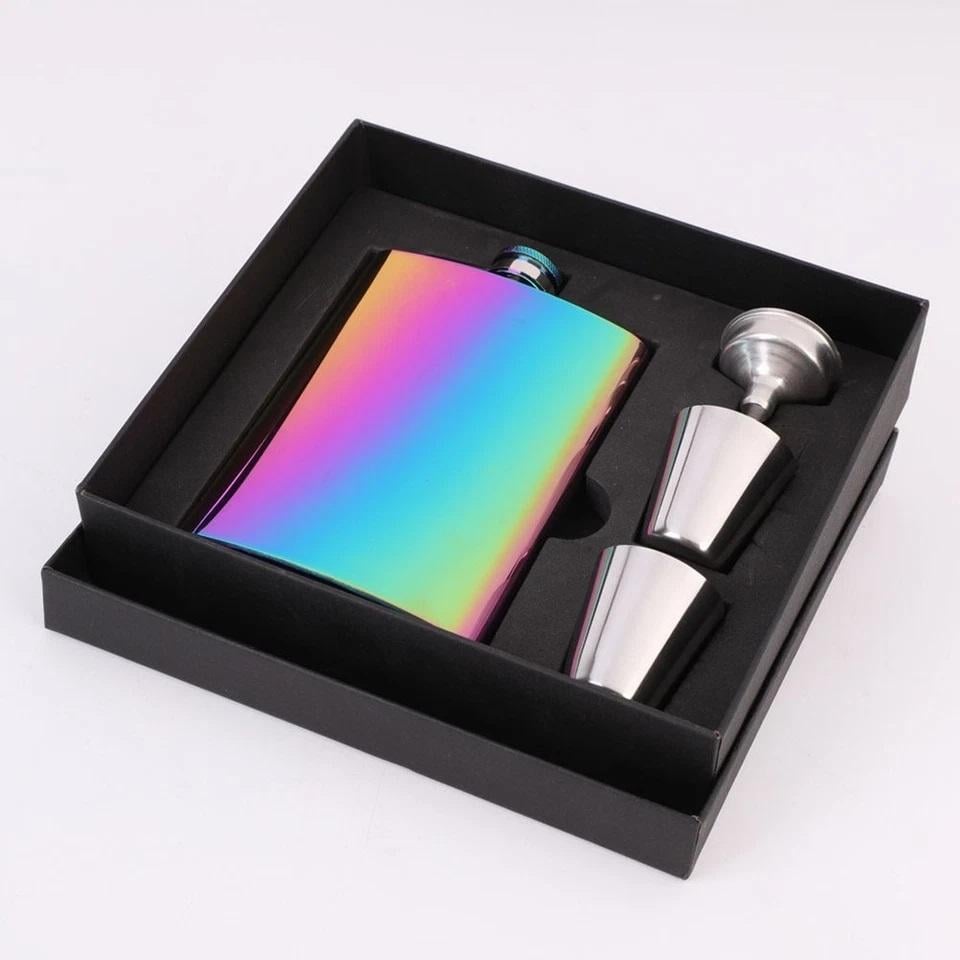 Подарунковий набір фляга/стопки/лійка 4 в 1 Голографічний (НР051579)