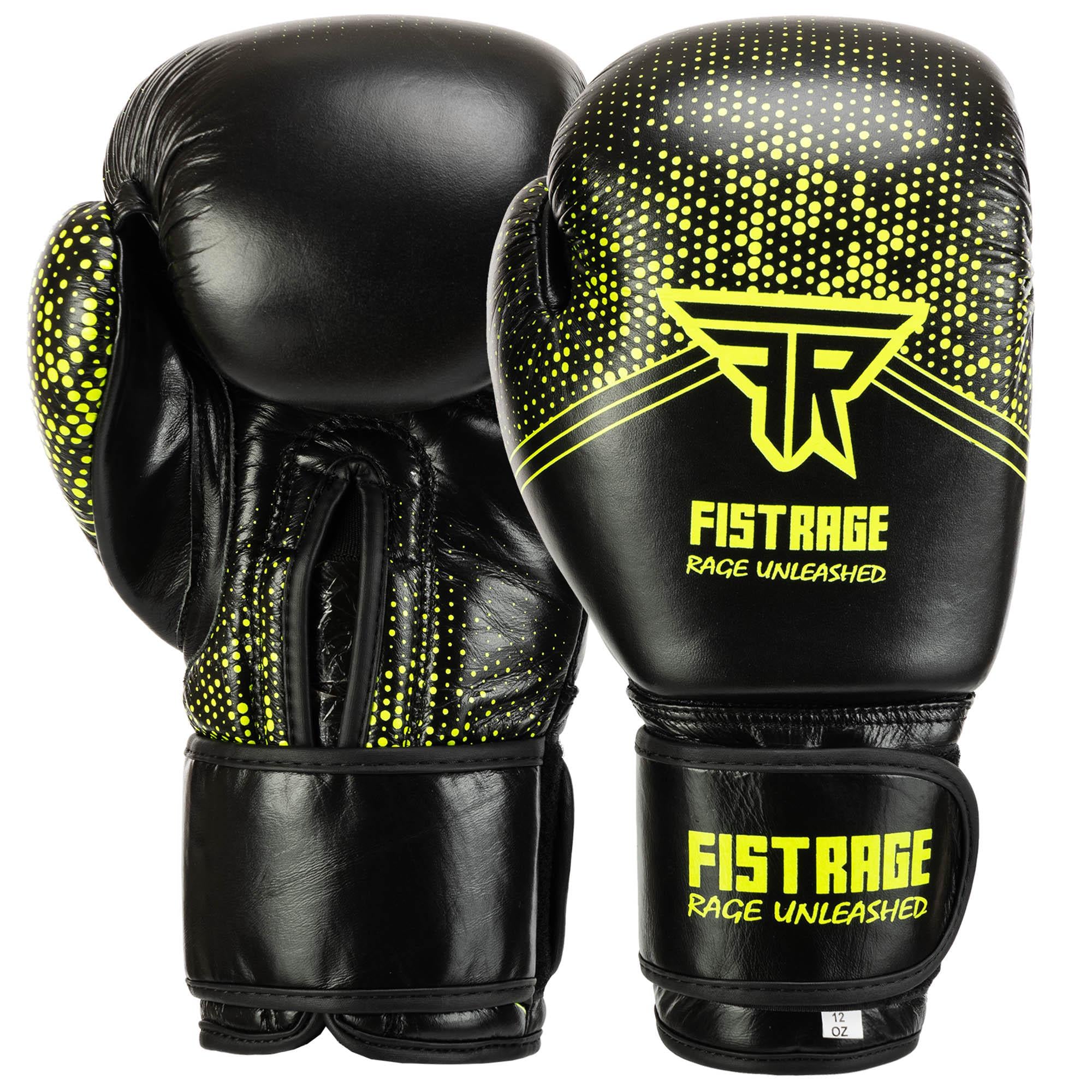 Перчатки боксерские FISTRAGE VL-5530 10oz Черно-салатовый (VL-5530_Черный-салатовый_10_у)