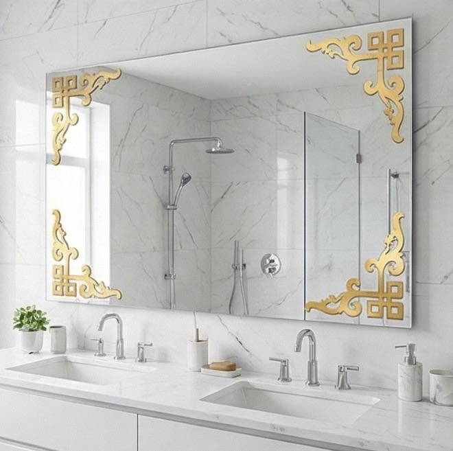 Набор Зеркальный угловой узор DFA для декора стен и мебели 4 шт. Золотой (YA00091-1-G)