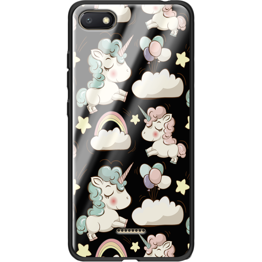 Чохол Boxface Xiaomi Redmi 6A Unicorns Чорний силікон зі склом (34811-cc2-37745)