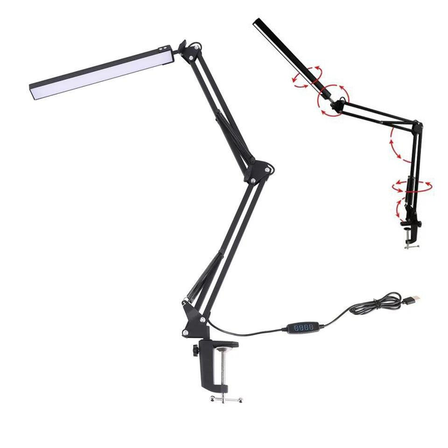 Лампа з кріпленням до столу на струбцині настільна металева світлодіодна пантограф Чорний - фото 9 Лампа з кріпленням до столу на струбцині настільна металева світлодіодна пантограф Чорний - фото 9