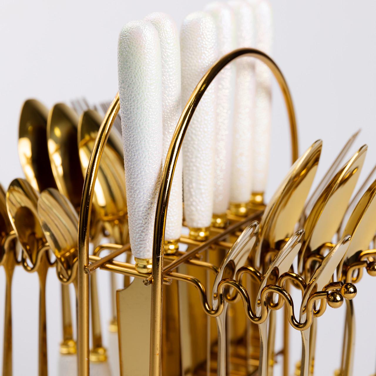 Набор столовых приборов на подставке 24 пр. с керамическими ручками (HP-20-49) - фото 7 Набор столовых приборов на подставке 24 пр. с керамическими ручками (HP-20-49) - фото 7