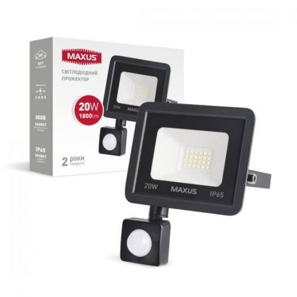 Прожектор Maxus FL-04 Sensor 20W 5000K (27803308)