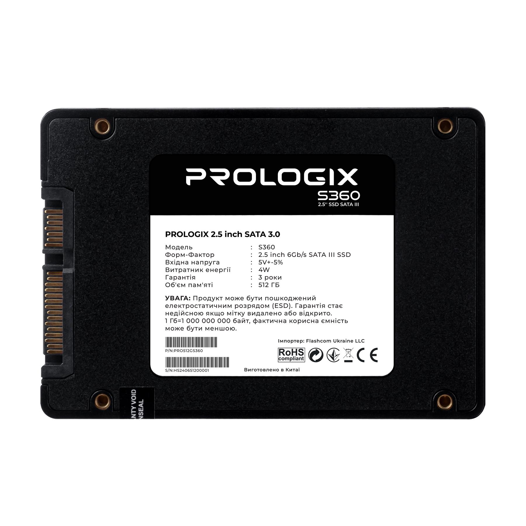 SSD-диск PrologiX S360 512 Гб 2,5" SATAIII 3D TLC NAND (PRO512GS360) - фото 2 SSD-диск PrologiX S360 512 Гб 2,5" SATAIII 3D TLC NAND (PRO512GS360) - фото 2