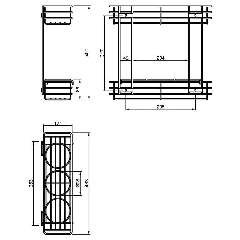 Карго с боковым креплением 2 полки без направляющих 200 мм Хром (59977) - фото 6 Карго с боковым креплением 2 полки без направляющих 200 мм Хром (59977) - фото 6