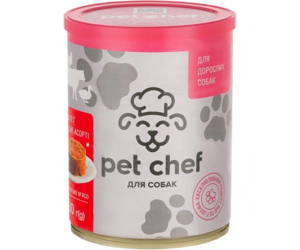 Корм вологий Pet Chef м'ясне асорті для дорослих собак 360 г (47228)