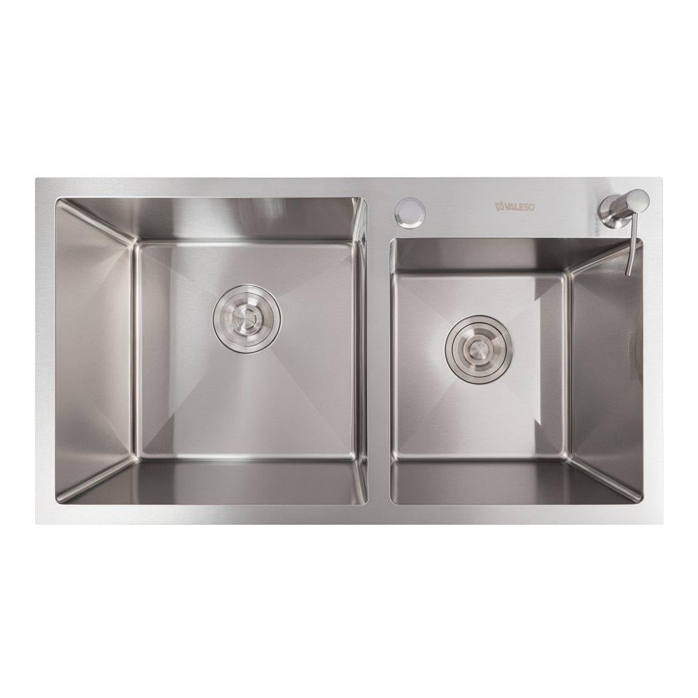 Кухонна мийка Valeso Handmade нержававіюча сталь на дві чаші 3,0/0,8 мм 78х43 см