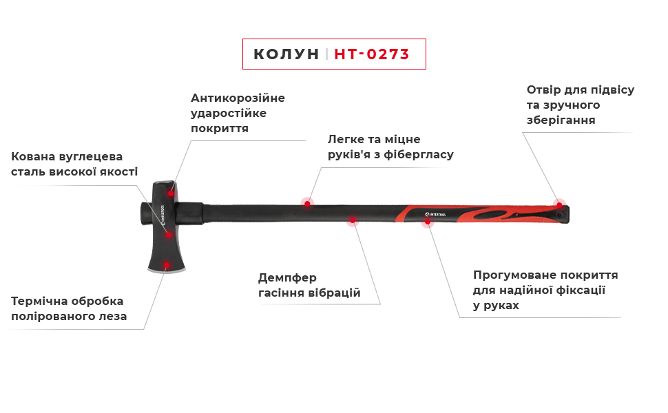 Колун кований Intertool HT-0273 2500 г - фото 10