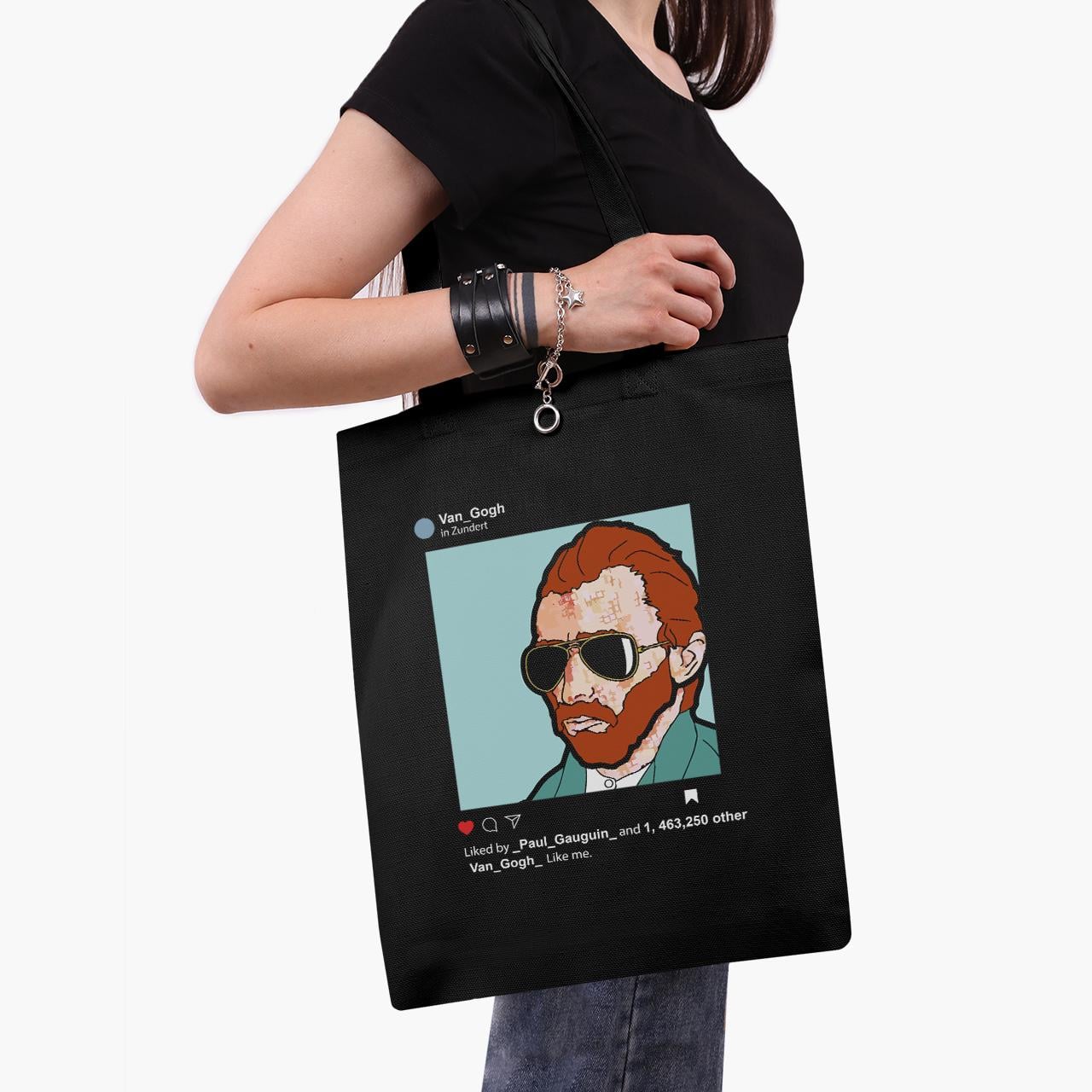 Эко сумка шоппер Instagram Vincent van Gogh 41x35 см Черный (9227-2953-BK)