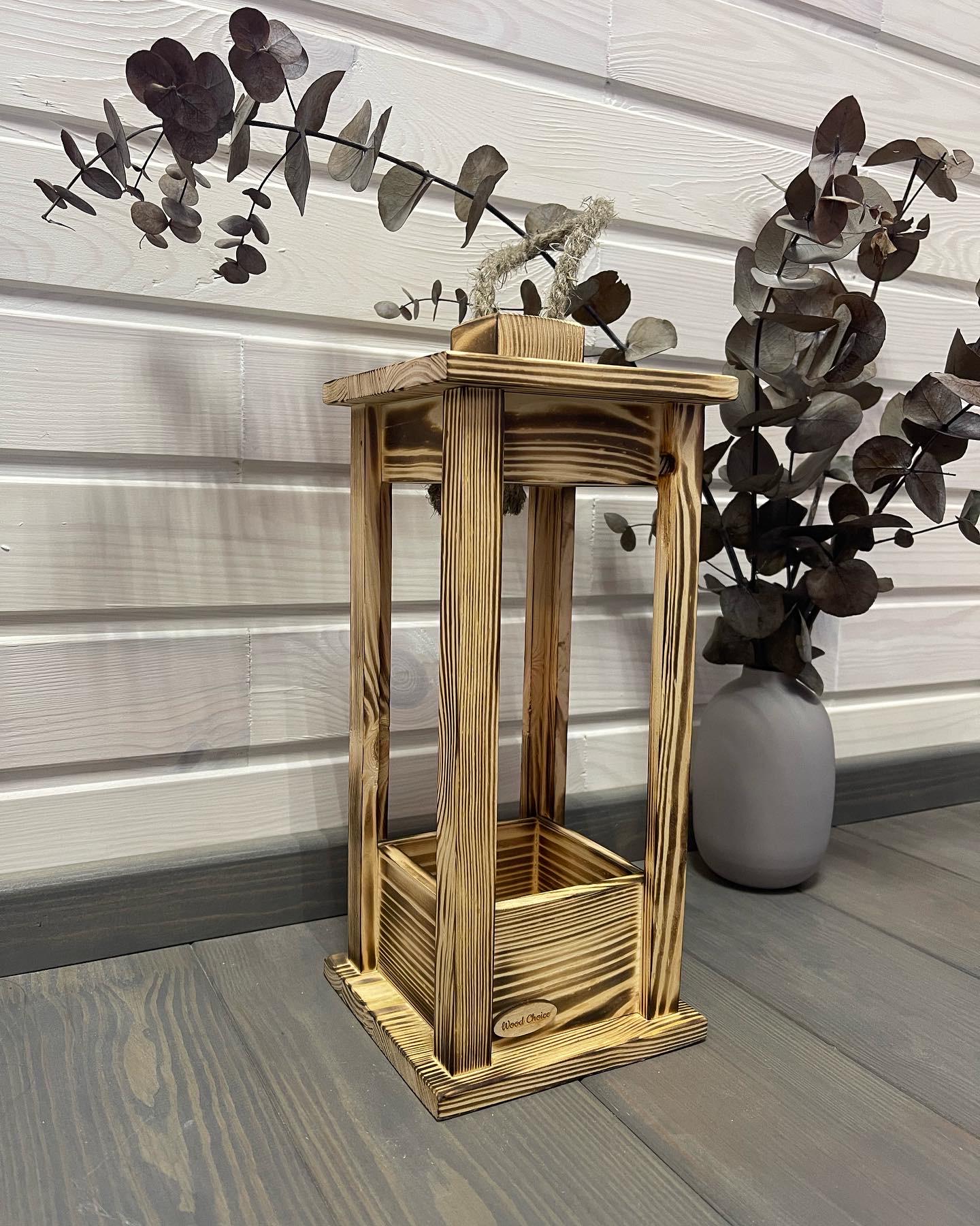 Свічник дерев'яний Wood Choice Ліхтар 12х12х25 Випал (27) - фото 2