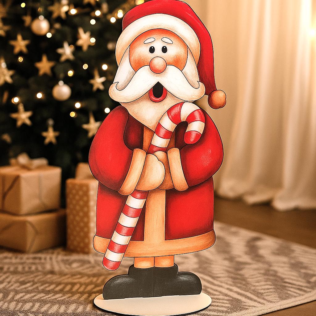 Статуэтка для фотозоны санта с леденцем новогодний 80 см (5279-5)