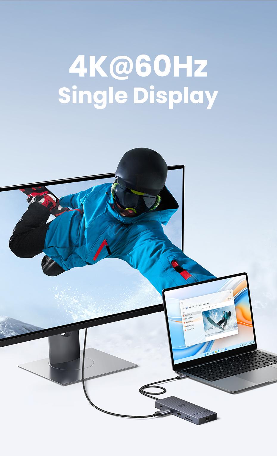 Док-станція USB-C Ugreen 30 100 10 Сірий (45366) - фото 6 Док-станція USB-C Ugreen 30 100 10 Сірий (45366) - фото 6