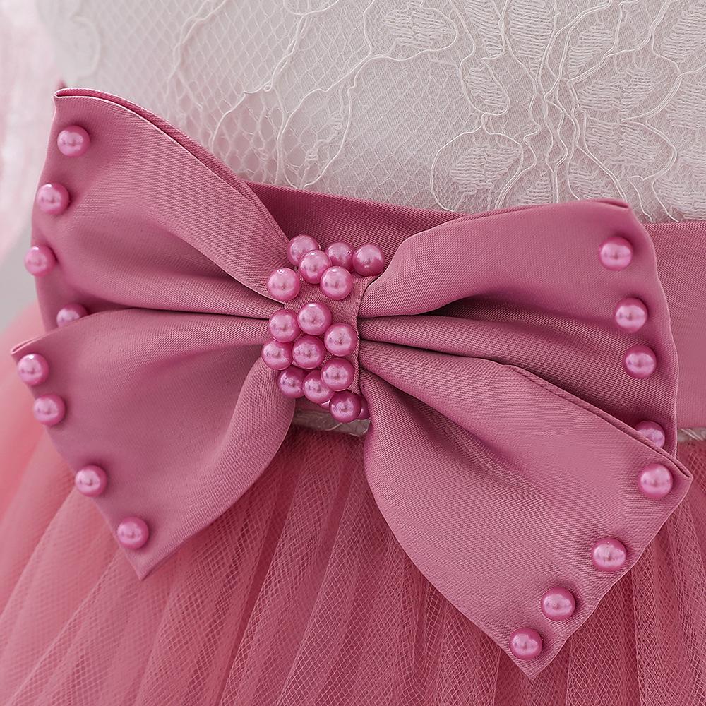 Платье праздничное для девочки KatyKids Илона с кружевом и бантом 70 см Темно-розовый с белым (10039200200) - фото 5