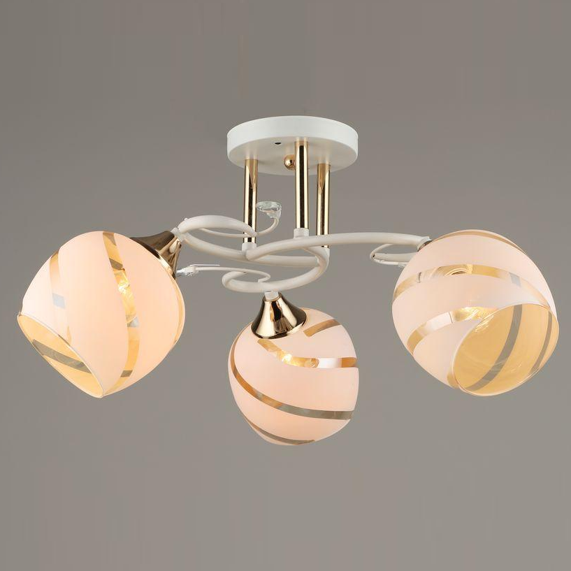 Люстра Svet с тремя плафонами под лампы Е27 Бело-золотой (SR-A3817/3 WT+FGD)