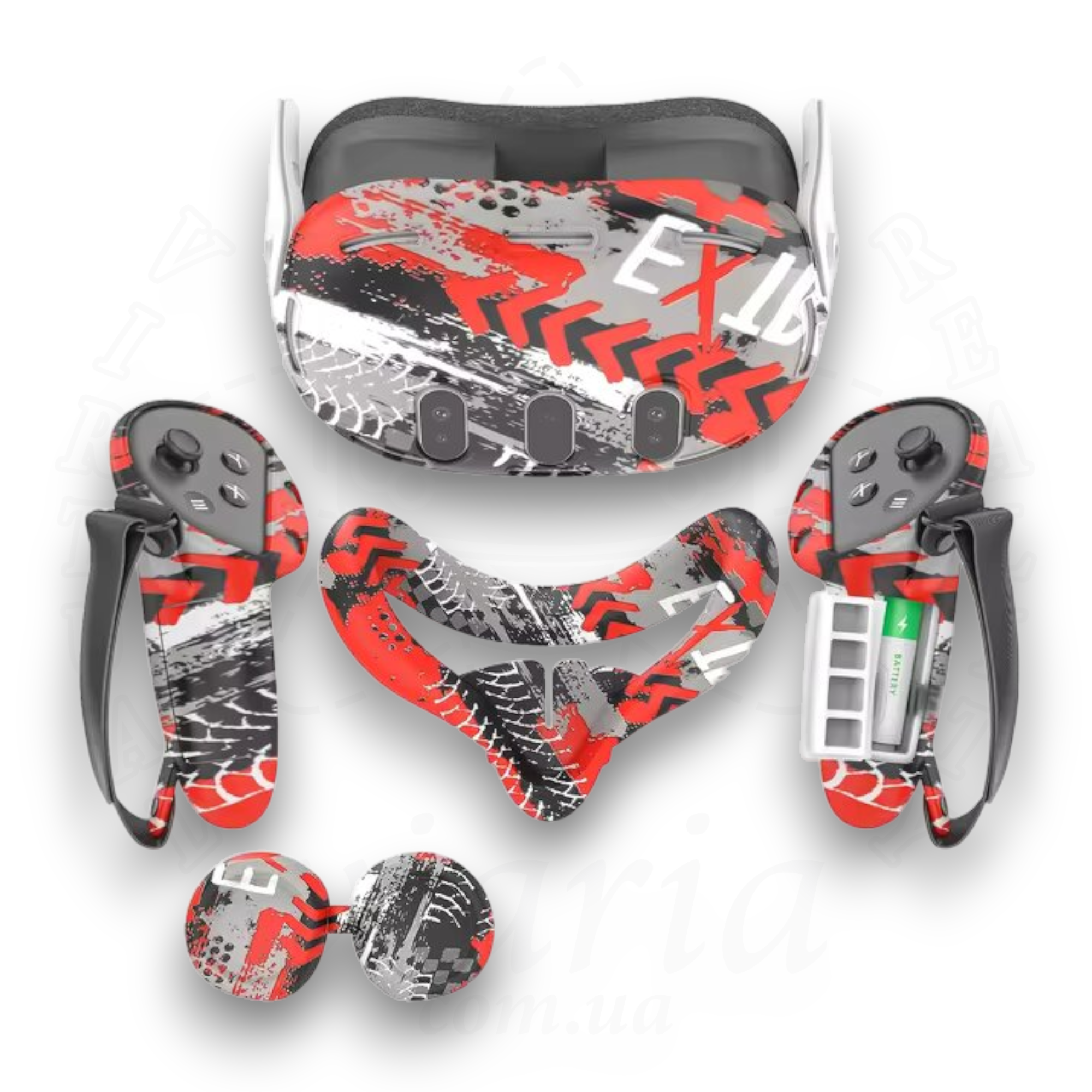 Захисний набір силіконовий дизайнерський для Meta Quest 3 Grey Red (ACS-SDZNMQ3gr)
