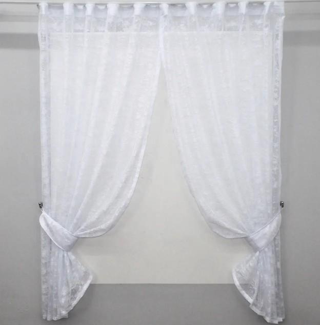 Комплект штор на кухню с подвязками 250х170 см Белый (112к) Комплект штор на кухню с подвязками 250х170 см Белый (112к)
