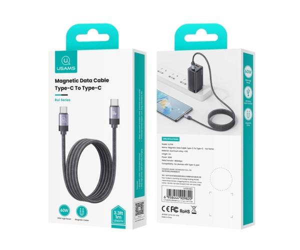 Кабель Data Usams US-SJ704 Magnetic Type-C-Type-C 60W 1 м Black (06SJ704USB01) - фото 4