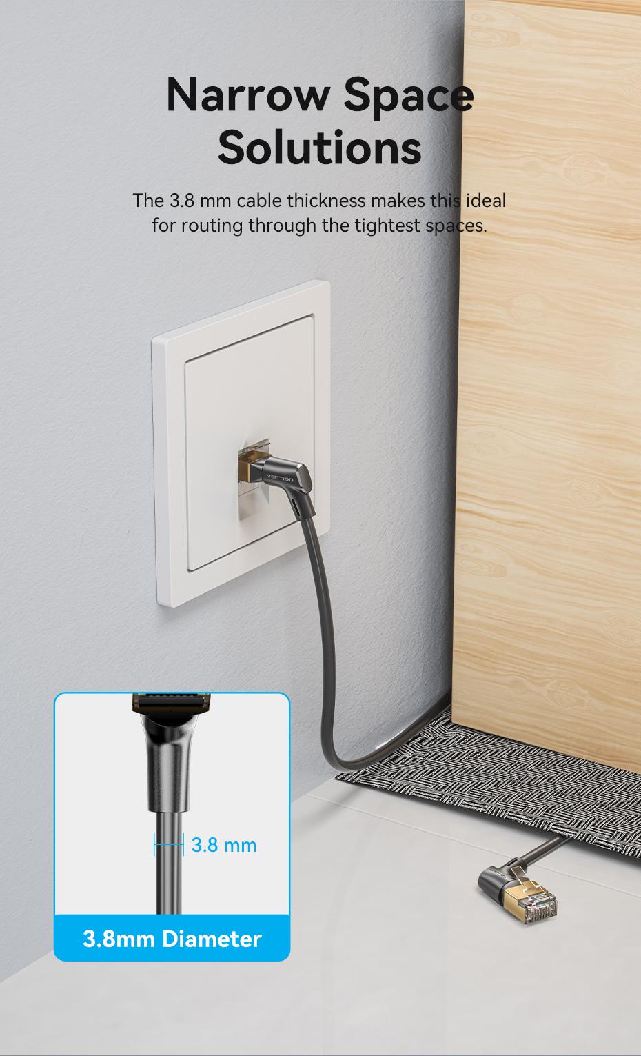 Патч-корд Vention Cat8 STP 40Gbps 2000MHz поворотный 90° 1,5м Черный (IKLBG) - фото 5 Патч-корд Vention Cat8 STP 40Gbps 2000MHz поворотный 90° 1,5м Черный (IKLBG) - фото 5