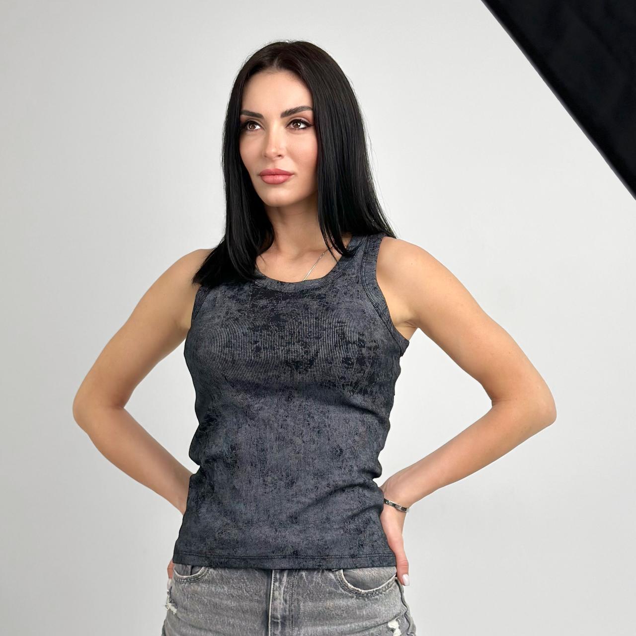 Майка жіноча тай-дай трикотажна р. 42-44 Чорний (5223f) - фото 3