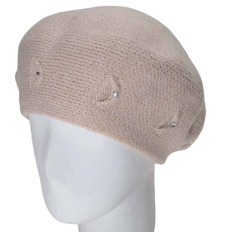 Берет женский Lirus Мариса двойной полушерстяной с люрексовой нитью Лен (119024)