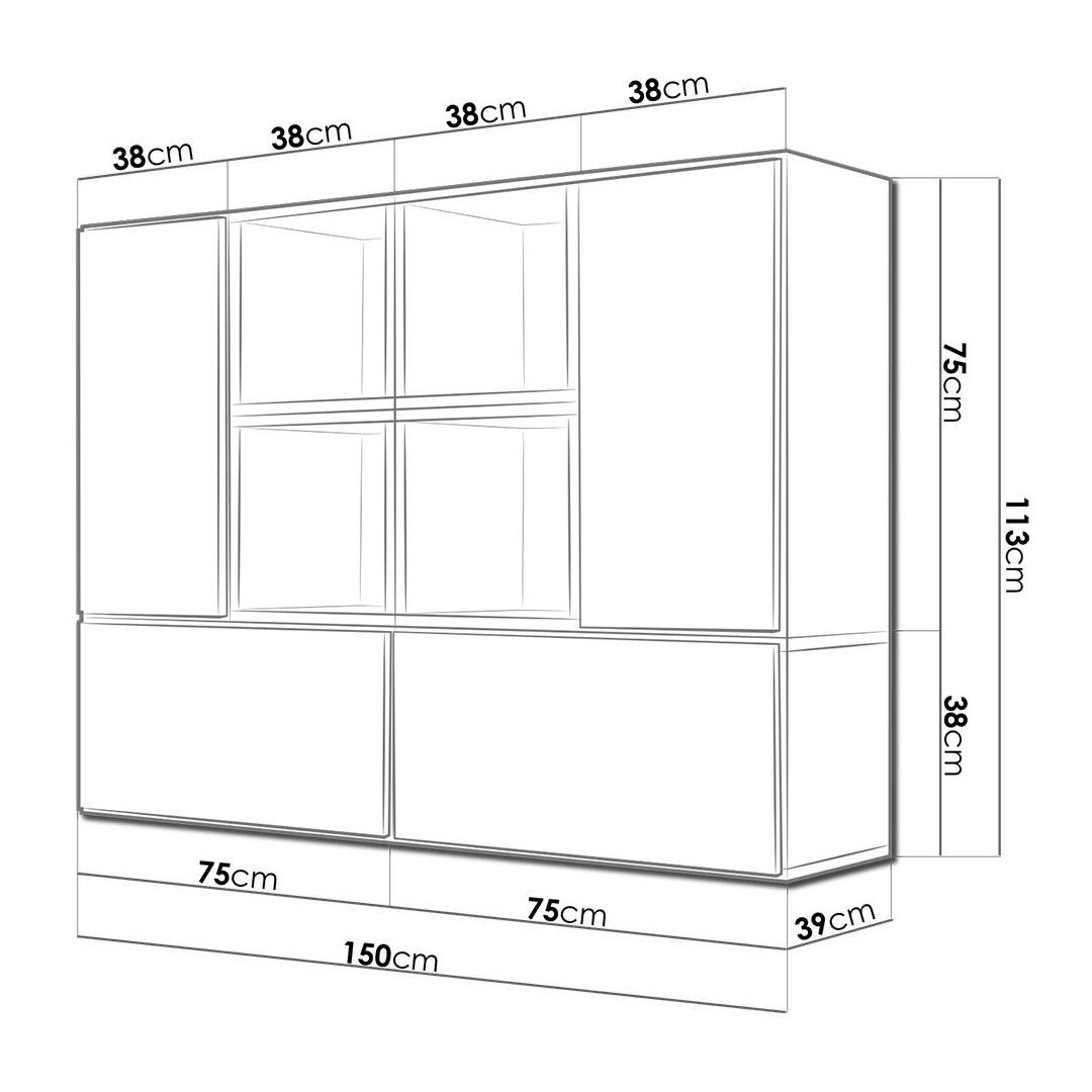 Стенка в гостиную комплект Сama Roco 19 из ламинированной ДСП Белый с черной окантовкой (23233) - фото 2 Стенка в гостиную комплект Сama Roco 19 из ламинированной ДСП Белый с черной окантовкой (23233) - фото 2