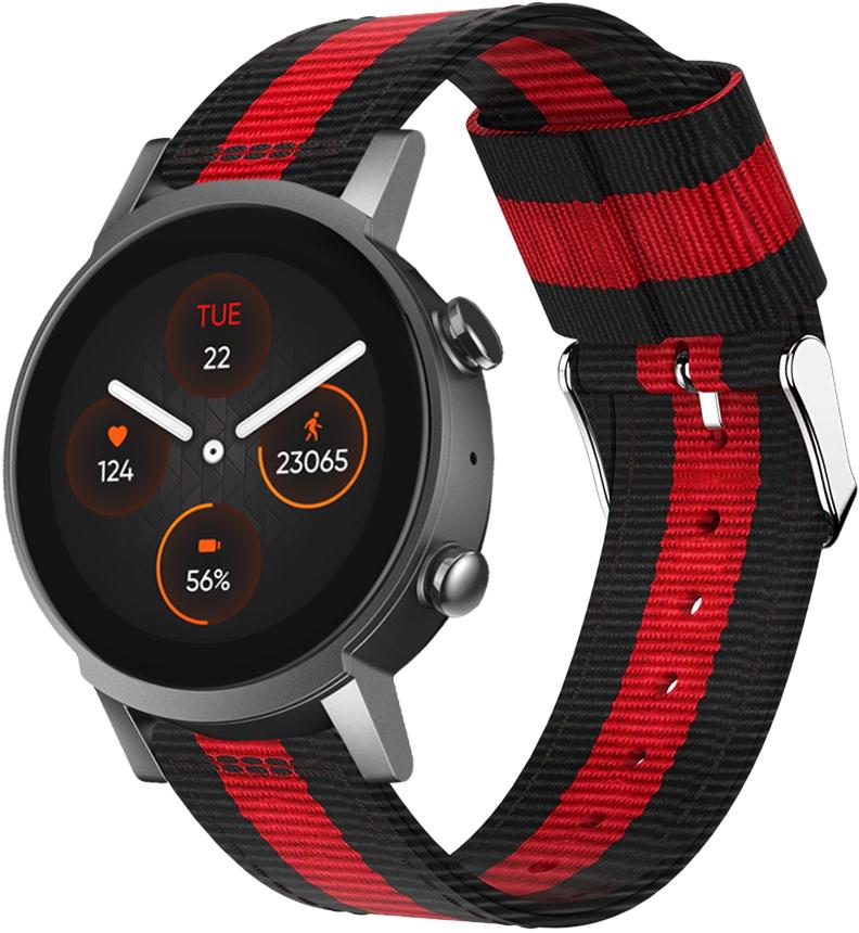 Ремешок тканевый Canvas для Mobvoi TicWatch E3 Black/Red (26751)