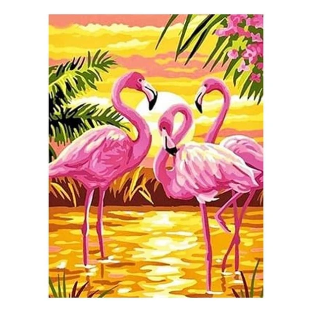 Алмазна мозаїка Рожеві фламінго 30х40 см на полотні з підрамником (GB76256)