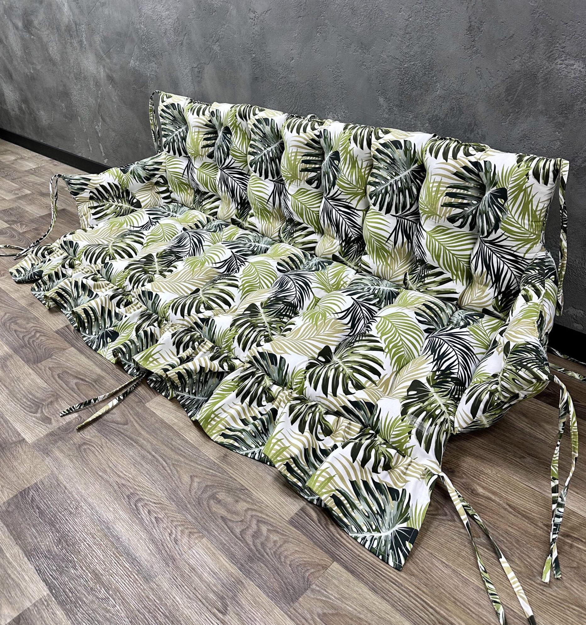 Подушка Сomfort Home Ornament с бортами и рюшей на поддоны/качели/каркасы/садовая мебель 150х50х50х20 см