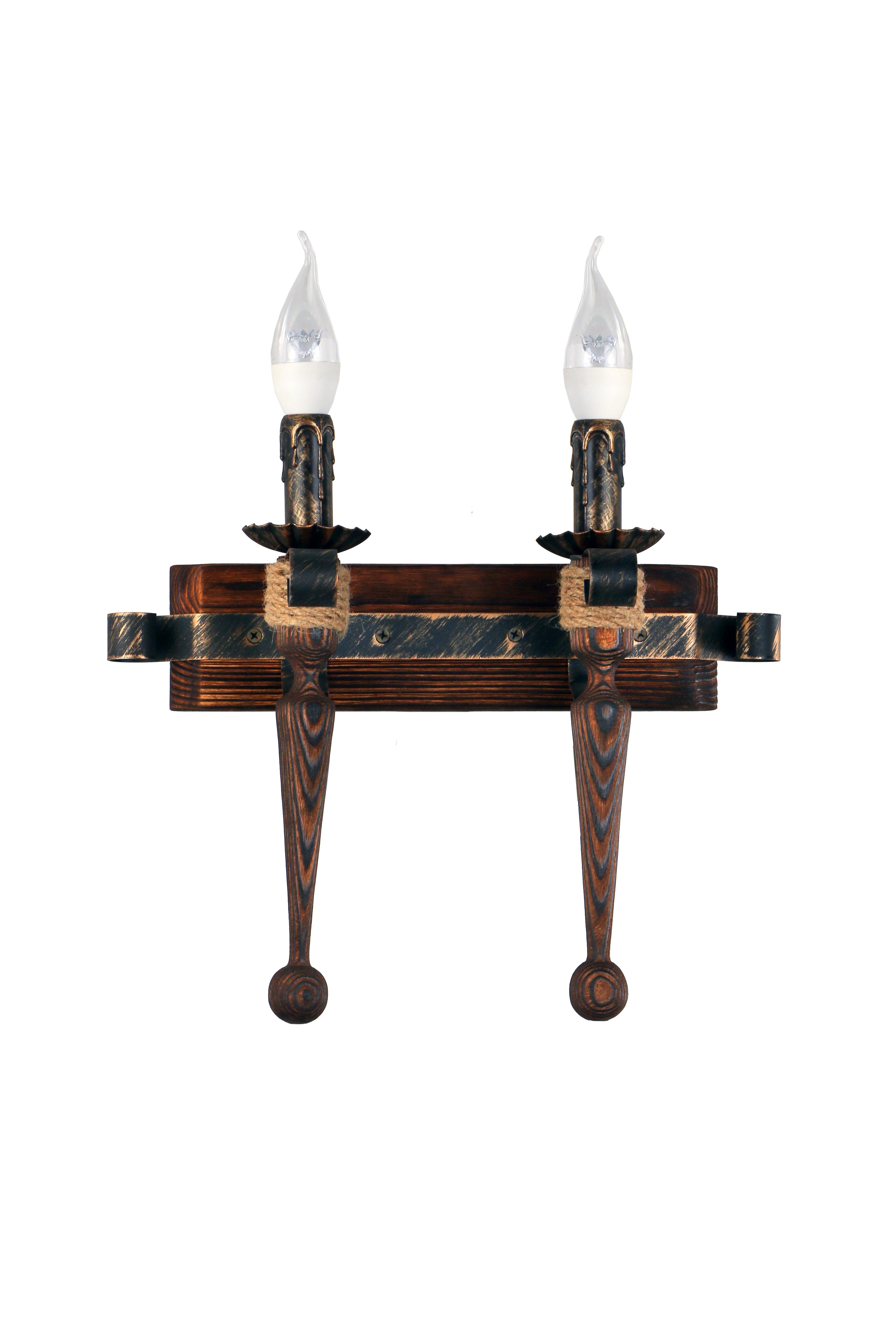 Люстра деревянная Sirius темный обжиг на 2 лампочки (S7050/2)