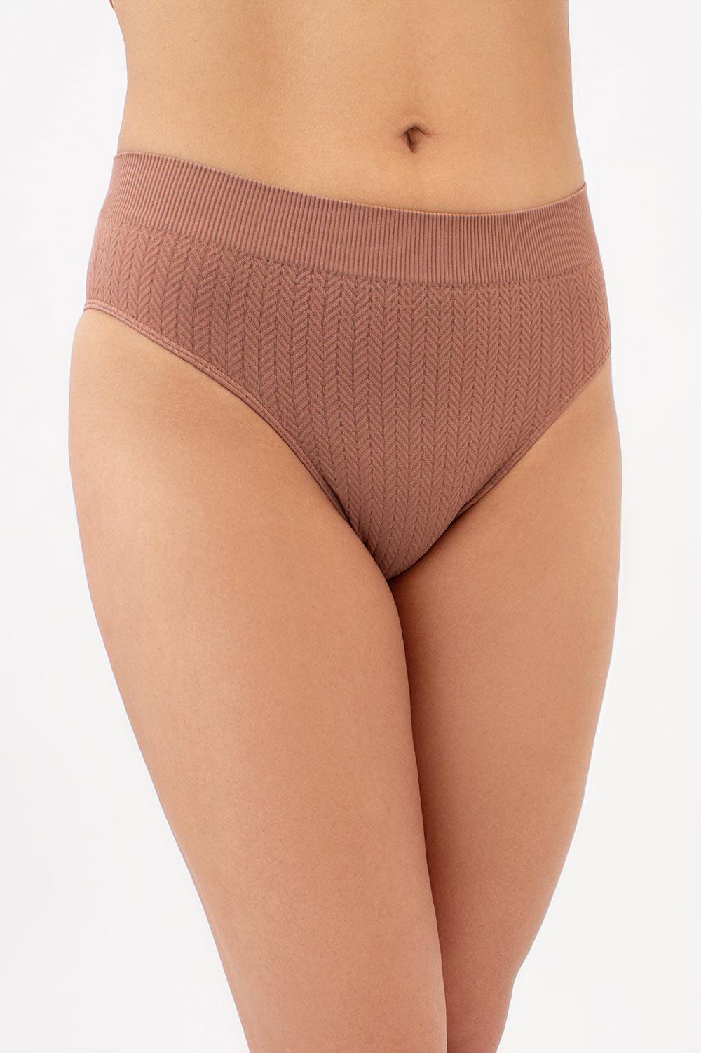 Труси бразиліана жіночі Giulia BRASILIAN BRIEFS BRAID безшовні S/M Brown (4823116930353)