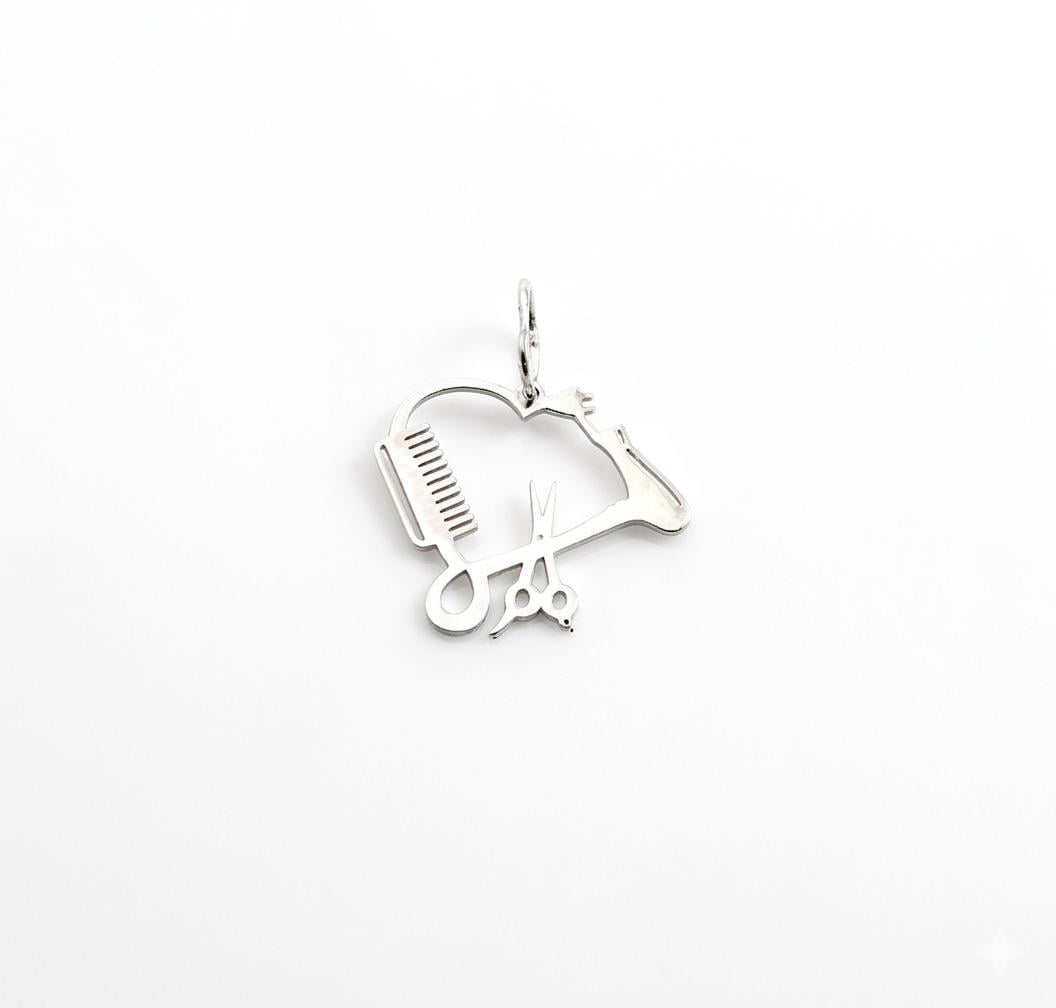 Кулон для парикмахера с феном/ножницами и расческой Maxi Silver 9627 (89627)