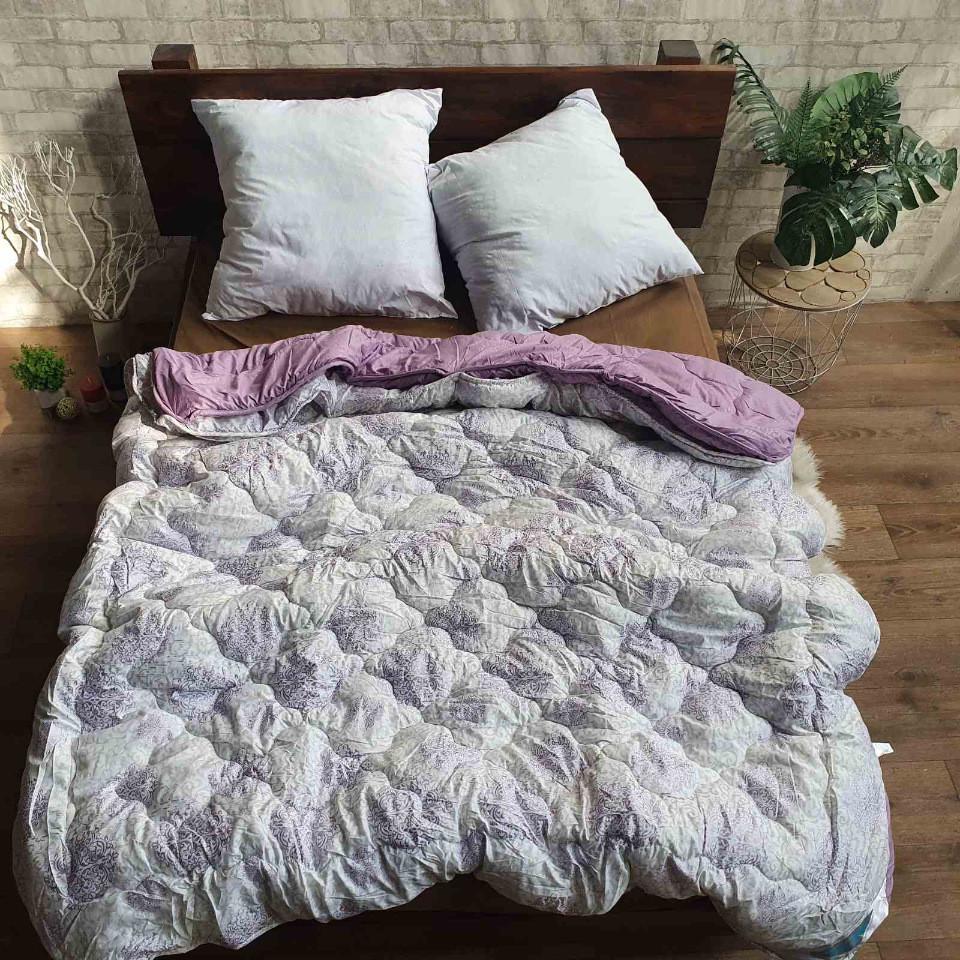 Одеяло евро 4 сезона бело Сиреневый