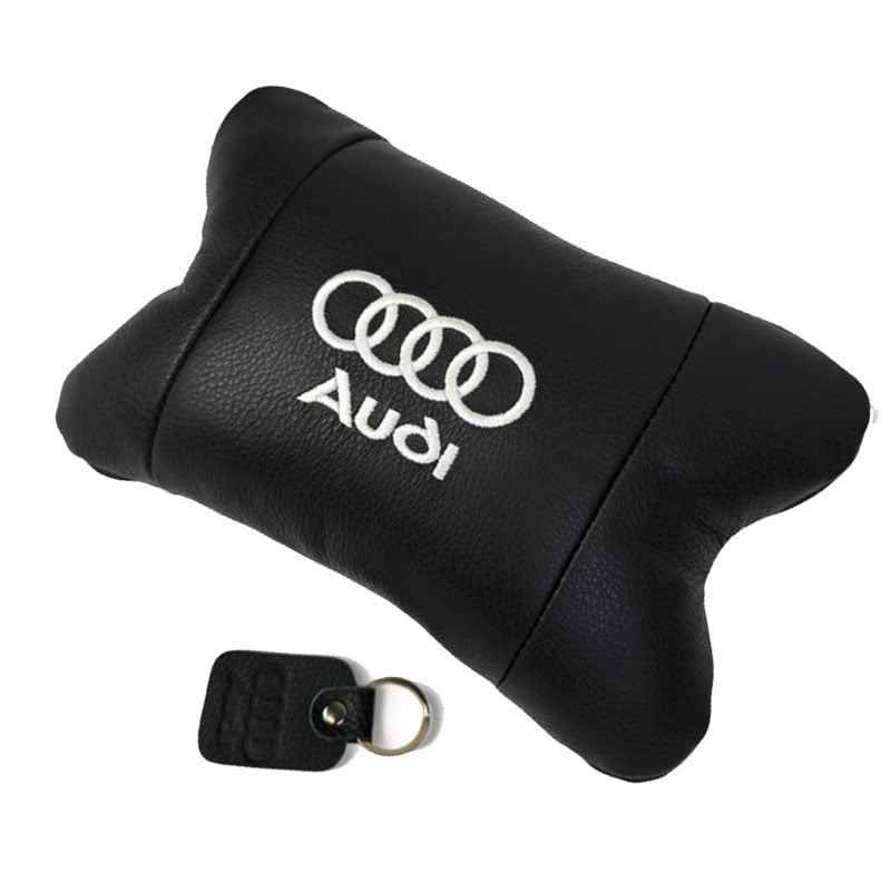 Подушка автомобильная Audi 7493 на подголовник кожа Black (36226903)