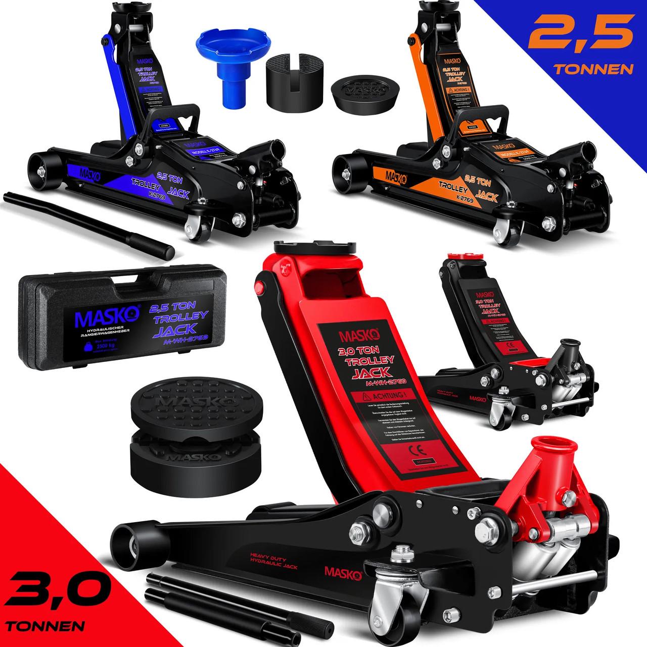 Домкрат гидравлический автомобильный MASKO с маневровым домкратом 3 т Оранжевый - фото 9