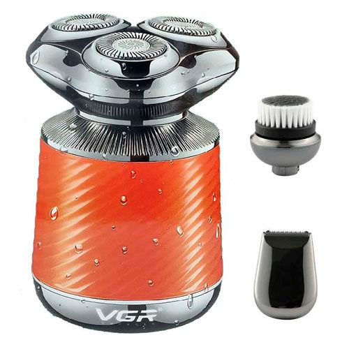 Электробритва VGR 3в1 3 насадки IPX7 LED дисплей Orange (V-391)