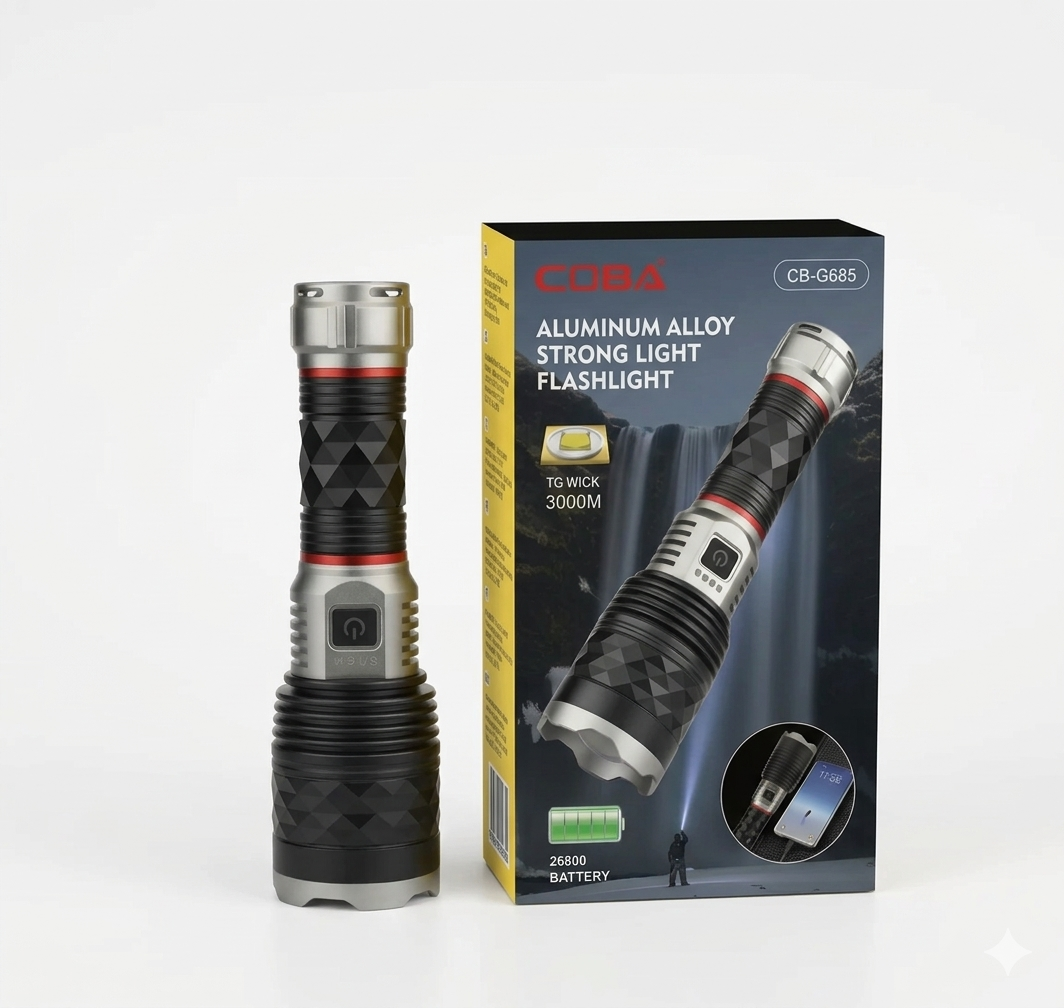 Фонарь ручной Coba CB-G685 с зумом и Type-C (10424)