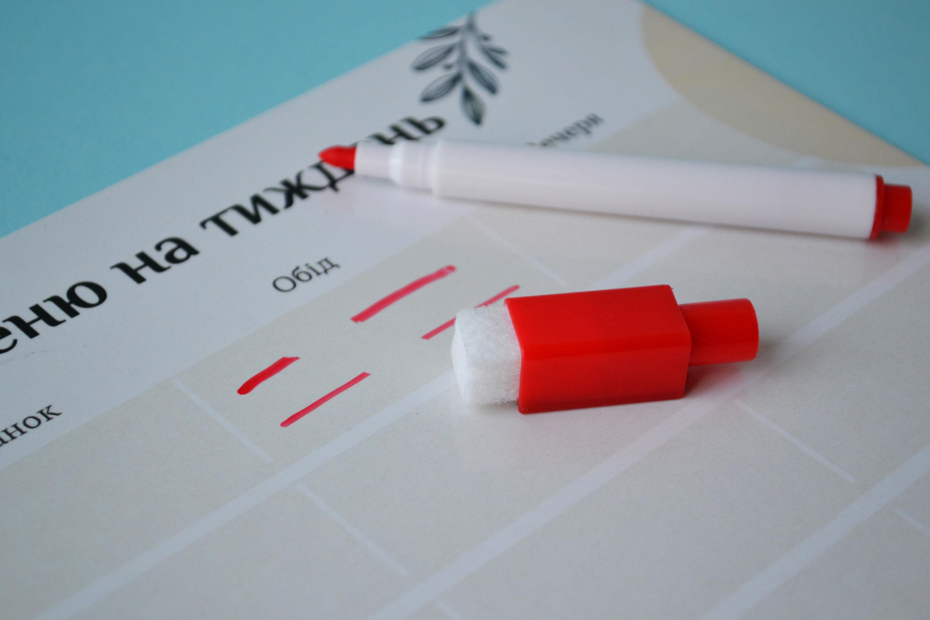 Маркер сухого стирання CLS 2-4 мм для дошки й планера на магніті з губкою Червоний (MG007) - фото 3