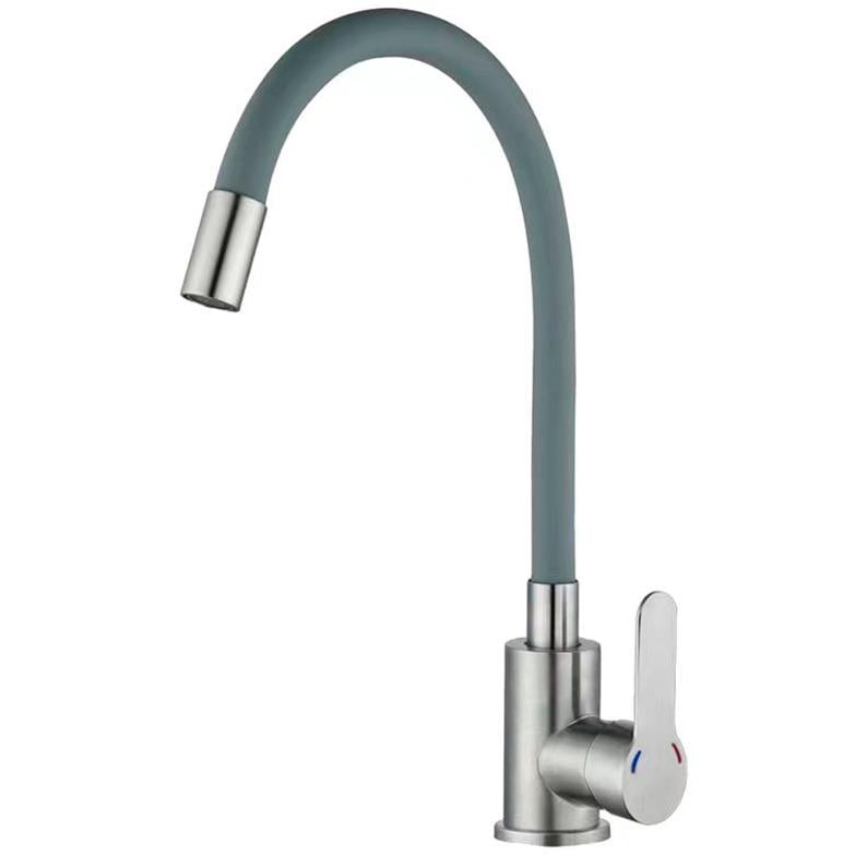 Смеситель для кухни Zerix DAX-011 ZX4819 с гибким изливом Серый (196469)