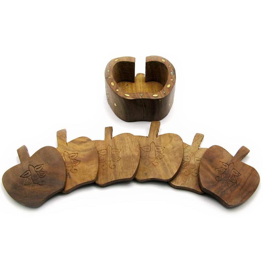 Подстаканник Яблоко 11х11х5 cм 6 шт. Розовое дерево (18079)