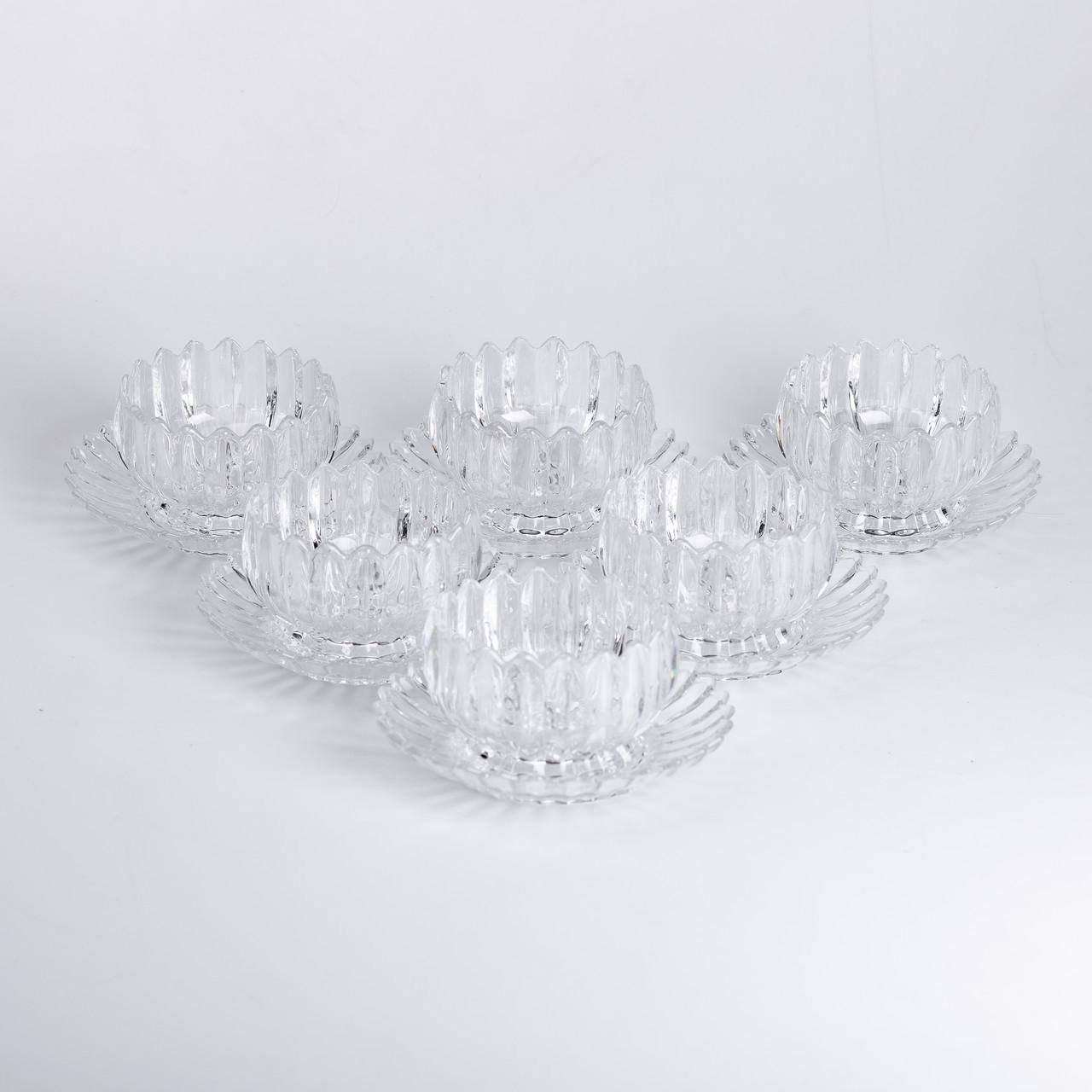 Набір піал із блюдцем 6 шт. зі скла 300 мл Прозорий - фото 2