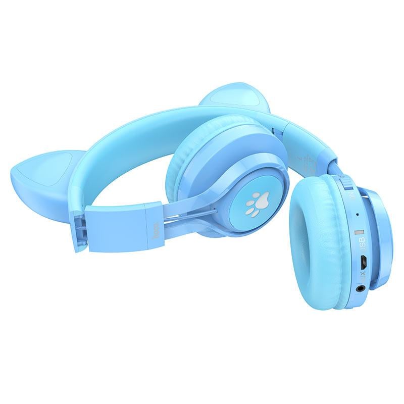 Наушники Bluetooth Hoco Cat Ear Kids W39 Голубой (3d4b3972) - фото 2