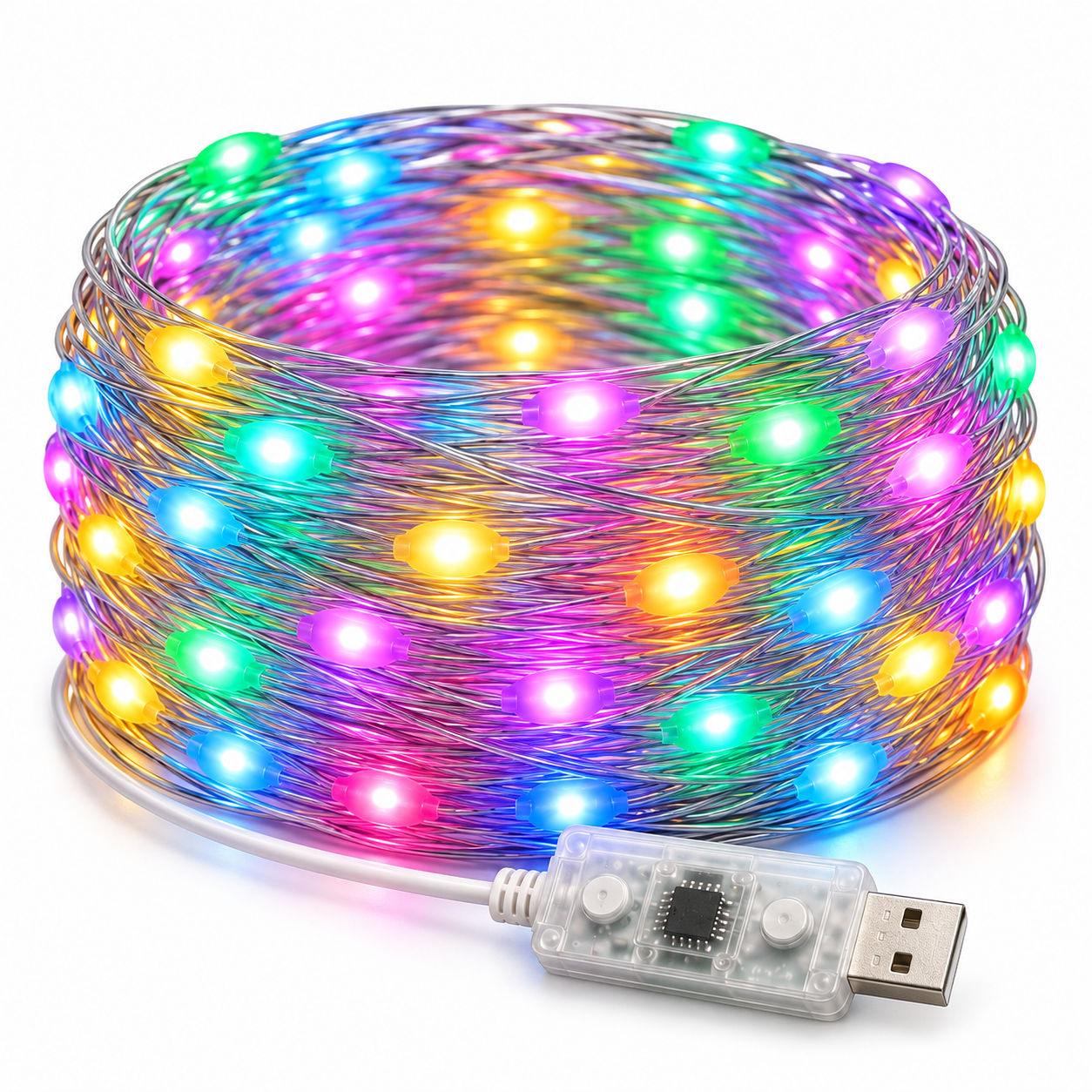Світлодіодна гірлянда RGB 10 м 100 діодів із Bluetooth-додатком Різнокольоровий (63501)
