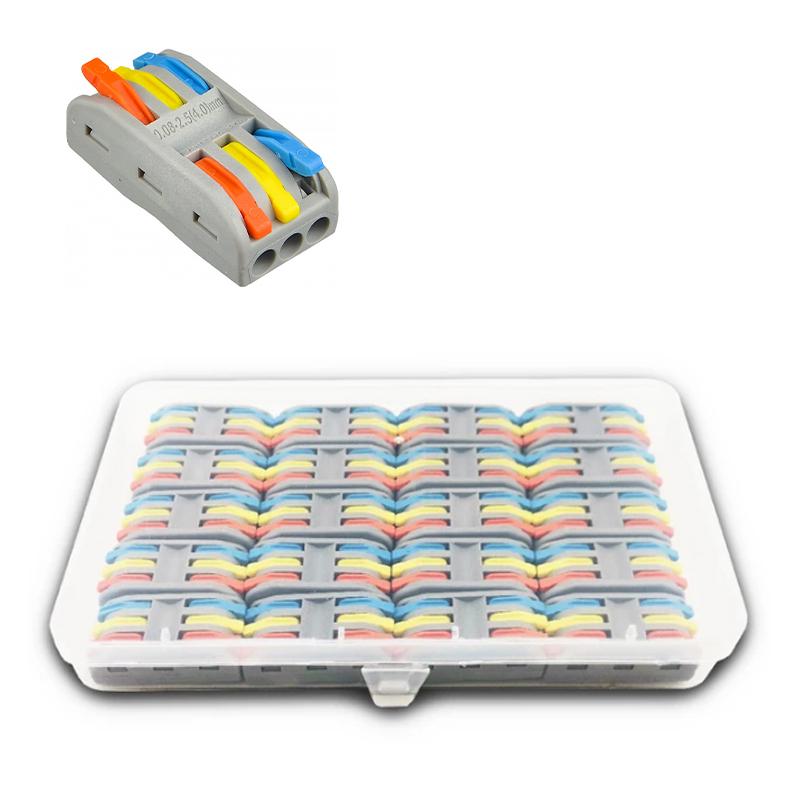 Набор клемм Tactix 0,5-4 мм2 32А 3х1-3х1 проходная одинарная 39,3х18,7х14,5 мм 20 шт. Разноцветный (CT2-3c-20box)