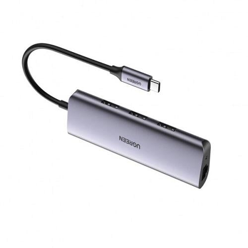 Док-станция Ugreen CM236 USB Type-C - USB 3.0x3/RJ45 Серый (60718)