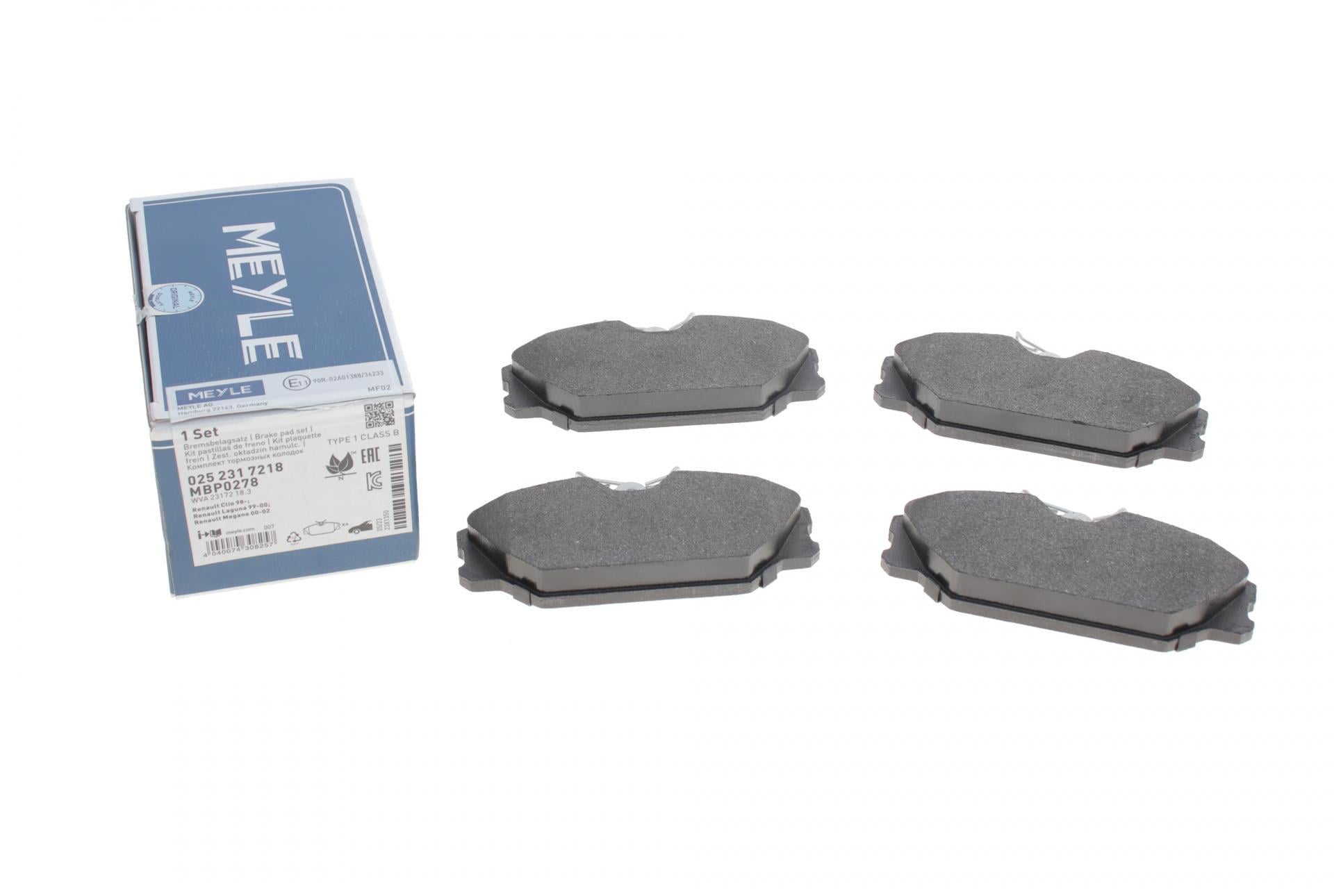 Колодки тормозные передние Meyle для Renault Clio II 00-/Megane I 96-03 (025 231 7218)
